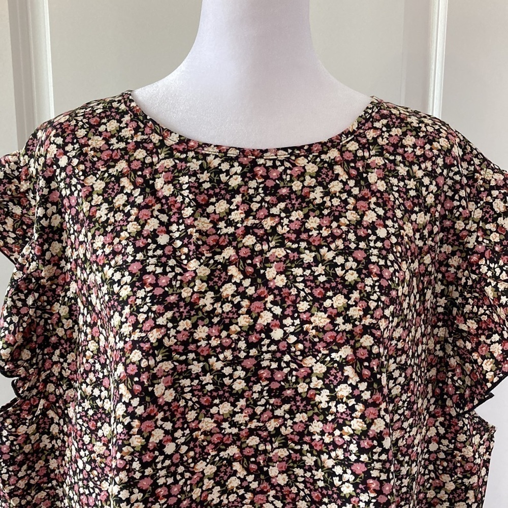 Emery Rose 4XL blouse floral purple black ruffles - Picture 4 of 12